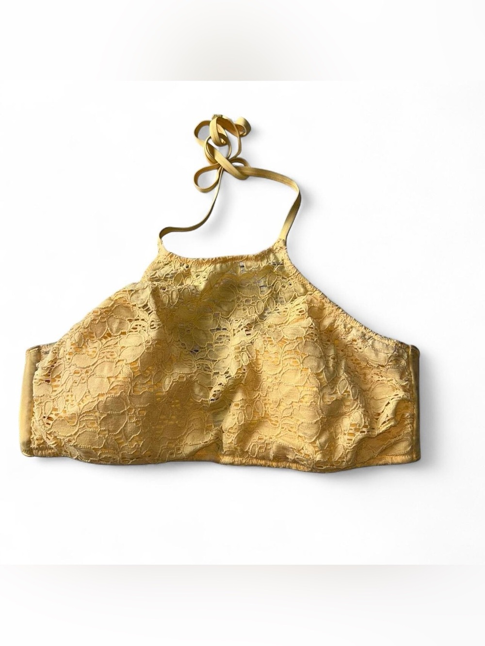 H&M Yellow Lace Bandeau Halter Swim Top